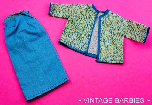 Vintage Barbie Doll Cut N Sew Blue Dress & Jacket MINTY ~ 1960's
