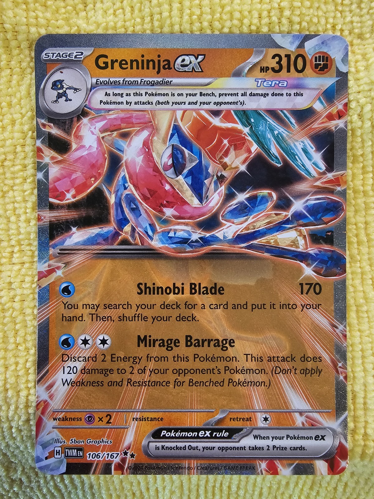 Greninja Ex 106/167 Double Rare- Twilight Masquerade Pokemon Card -NM/M