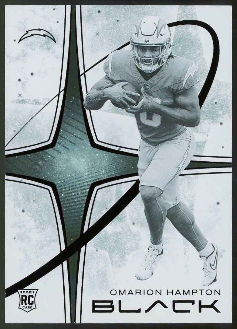 2025 Panini Black #18 Omarion Hampton SSP White Night SP Case Hit RC Rookie Card