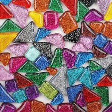 200g Mixed Color Mosaic Tiles Shine Crystal Mosaic Pieces Stained Glass Bulk ...