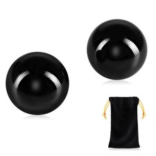 Learay 2PCS Black Obsidian Baoding Balls, Chinese Health Exercise Massage Bal...