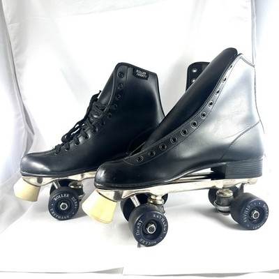VTG Roller Derby Skates Men s Size 9 Black Lace Up Urethane Wheels Missing Lace