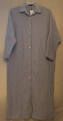 Women s Zanzea Long Sleeve Black Striped Button UpShirt Dress Sz S