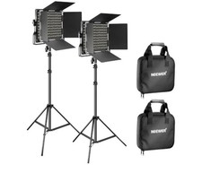 NEEWER 2 Pack Bi Color 660 LED Video Light and Tripod Stand Kit: 2 3200-5600K