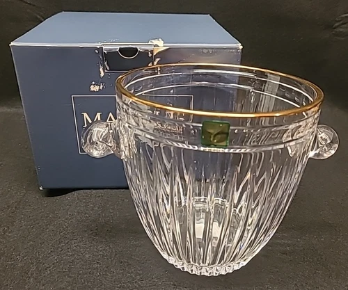 Vintage Marquis by Waterford Crystal Hanover Gold Ice Bucket w/ Handles & Box