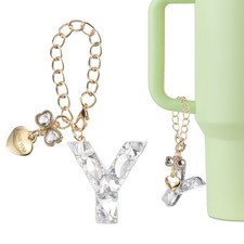 Letter Charm for Stanley Tumbler Cup, Bow Heart Initial Y Letter Charm, White
