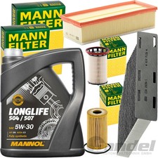 MANN FILTER INSPEKTIONSPAKET+5L 5W30 LONGLIFE MOTORÖL für AUDI Q3 VW PASSAT B6/7