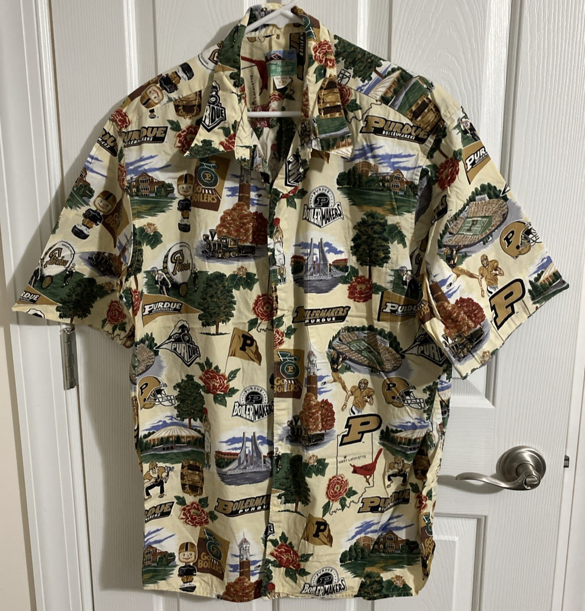 RARE Vintage Reyn Spooner Purdue Univ Boilermakers Hawaiian Aloha Shirt XXL