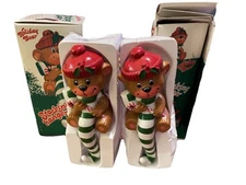 Holiday Bear Stocking Hanger Set Of 2 Plastic Hong Kong Candy Cane Bear 1982