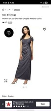 Alex Evenings Women's Long Smoke Glitter Formal Dress NWT Size 12 Cold Shoulder