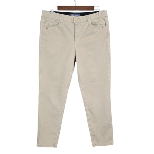 Democracy Hose 10 Petite Ab Solution Skinny beige mittlerer Bund Stretchbund Knöchel