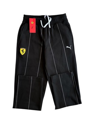 Puma Ferrari Striped Sweat Pants Drawstring Casual Fit Men s Size Small S Black
