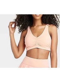JoyLab Cinch Front Sports Bra - Coral Pink Women's XS NWT Ruched