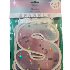 Happy Birthday Encapsulated glitter confetti Sparkle Banner 108 in 274. 3cm