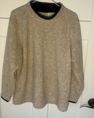 LL Bean Fleece Mock Neck Pullover Off White w/ Black Speckles Cozy Outdoor ODB71