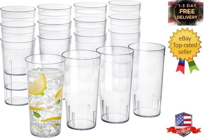 Cafe Plastic Reusable Tumblers (Set of 16) 20-Ounce Water Cups in Clear | Value