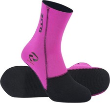 Neoprene Socks Men Women 3mm Wetsuit Booties Sand Skin Large Pink for Diving