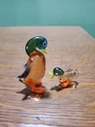 2 Vintage Murano Style Art Glass Ducks Miniature