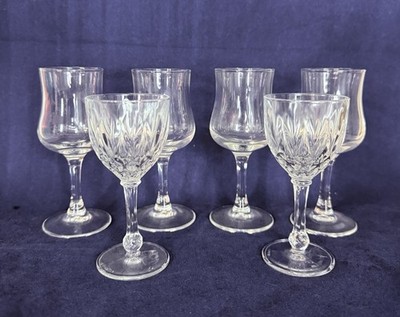 Set Of 6~Vintage French Cordial Glasses~Cristal D'Arques+Luminarc~Marked France