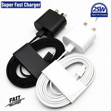 25W Super Fast Charger Adapter Plug & Cable Lead For All type C Phones UK