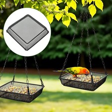 4 Piece Wild Bird Feeder Hanging Seed Outdoors Pieces Tray Platm Metal Mesh 