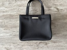 90s VTG Nine West Mini Bag Tote Top Handle Black Nylon Leather Trim Prom Casual