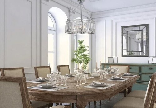 Decor Living CH2200HA-CHR Eva 3-Light Chrome and Crystal Drum Chandelier - Picture 3 of 3