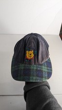Vintage 90  s Disney Winnie the Pooh Hat Cap Denim Blue Jean Plaid Spell Out