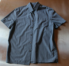 Prada "Milano" Men's Blue/ Silver Patterned Short Sleeve Shirt- Size 38/15