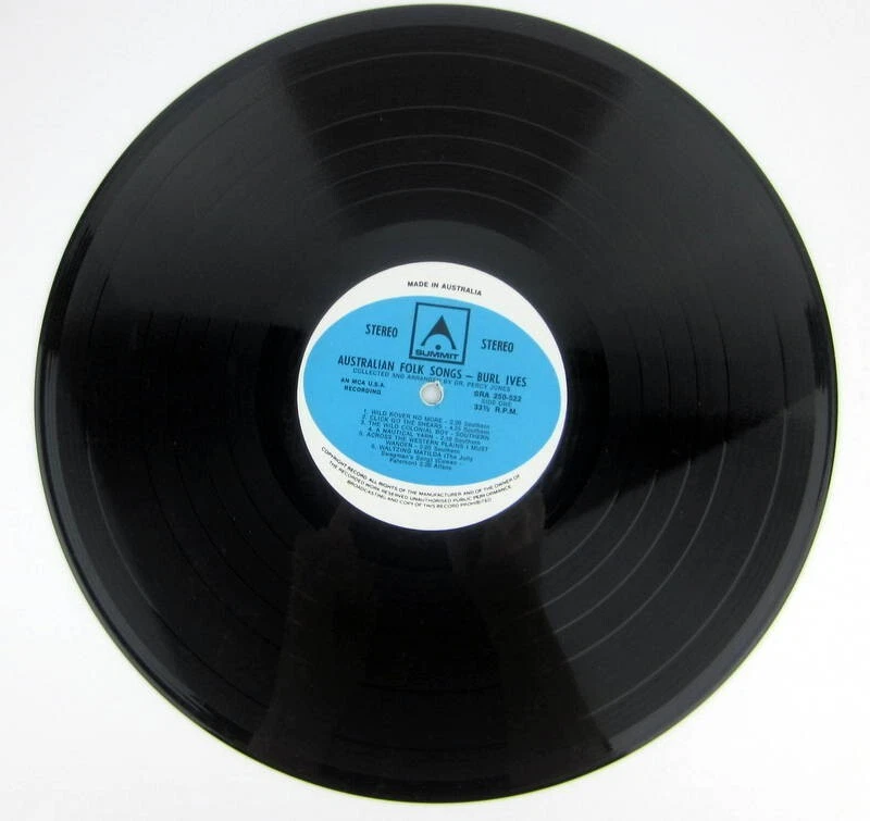 Burl Ives ‎– Australian Folk Songs - LP Vinyl Record and Cover VG+ - Image 4 of 4