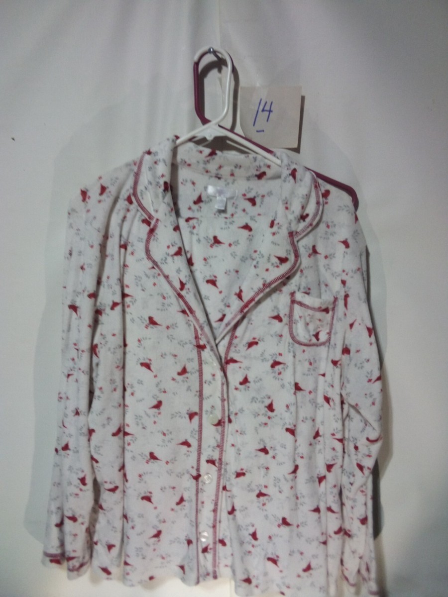 secret treasures pajamas Fleece Red Cardinal's Woman Size Large 12