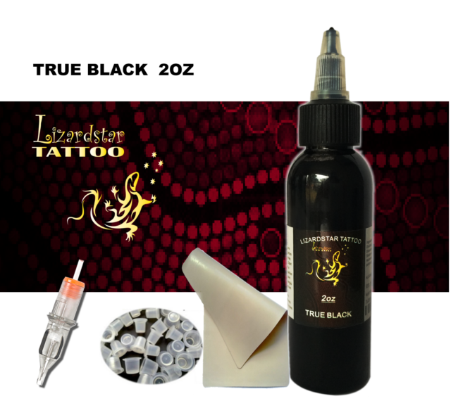 Australian owned Lizardstar 2oz Tribal black OUTLINING tattoo ink cups skin true