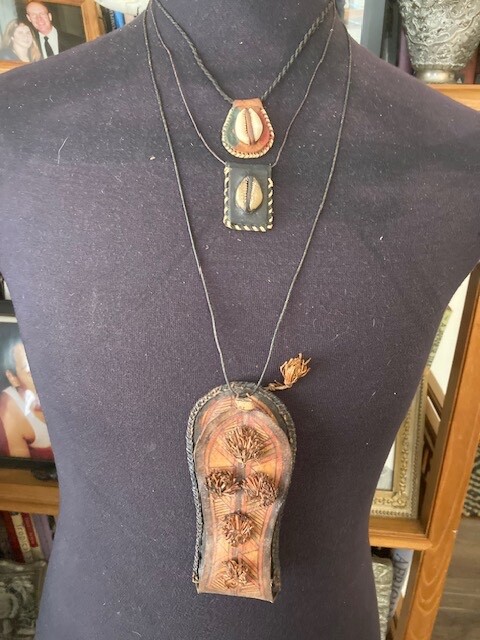 Very Cool Group o Tribal Leather/ Cowry Shell Necklaces From Film Collection