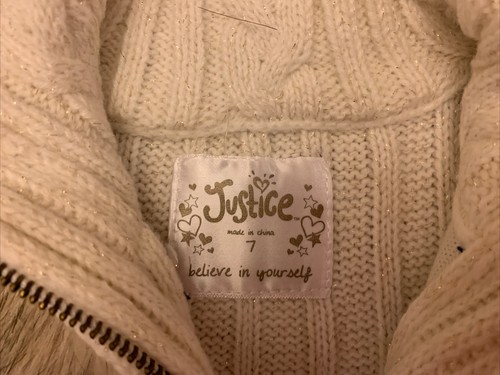 Justice Girls Off White Faux Fur Sweater Vest, Size 7 - Picture 4 of 5
