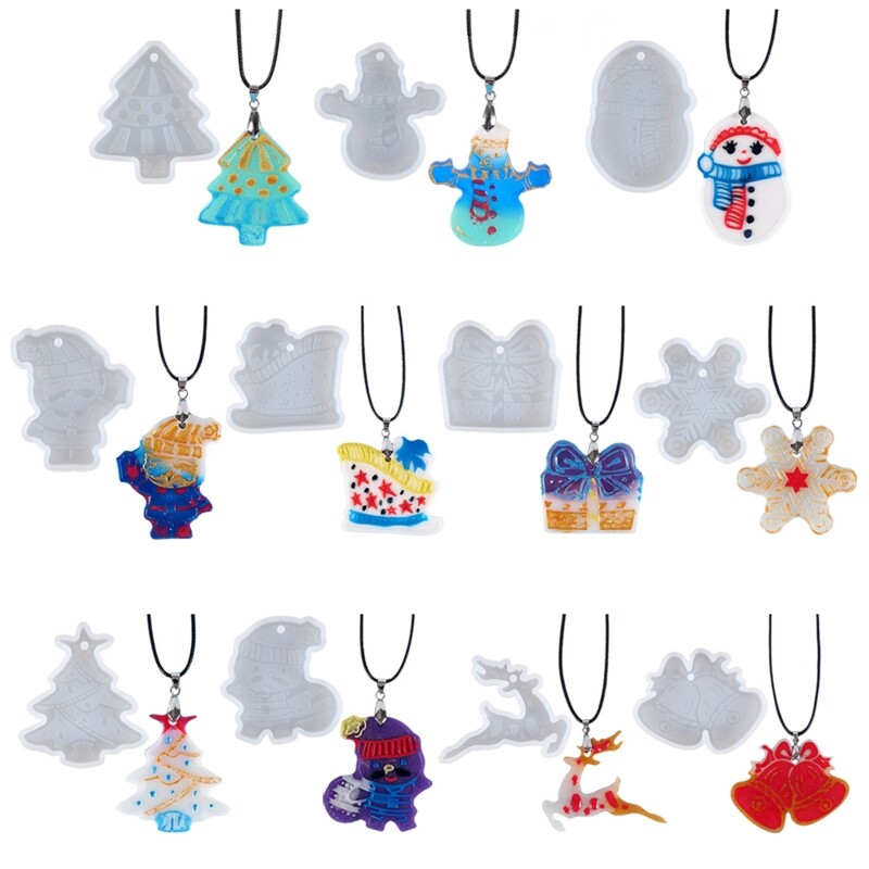 Christmas Epoxy Resin Keychain Mold with Hole for Pendants  