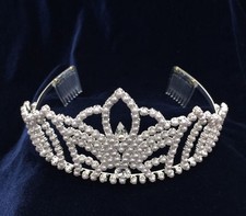 Pearl With Crystal Rhinestones Combs. Tiara. 3 inches Tall.