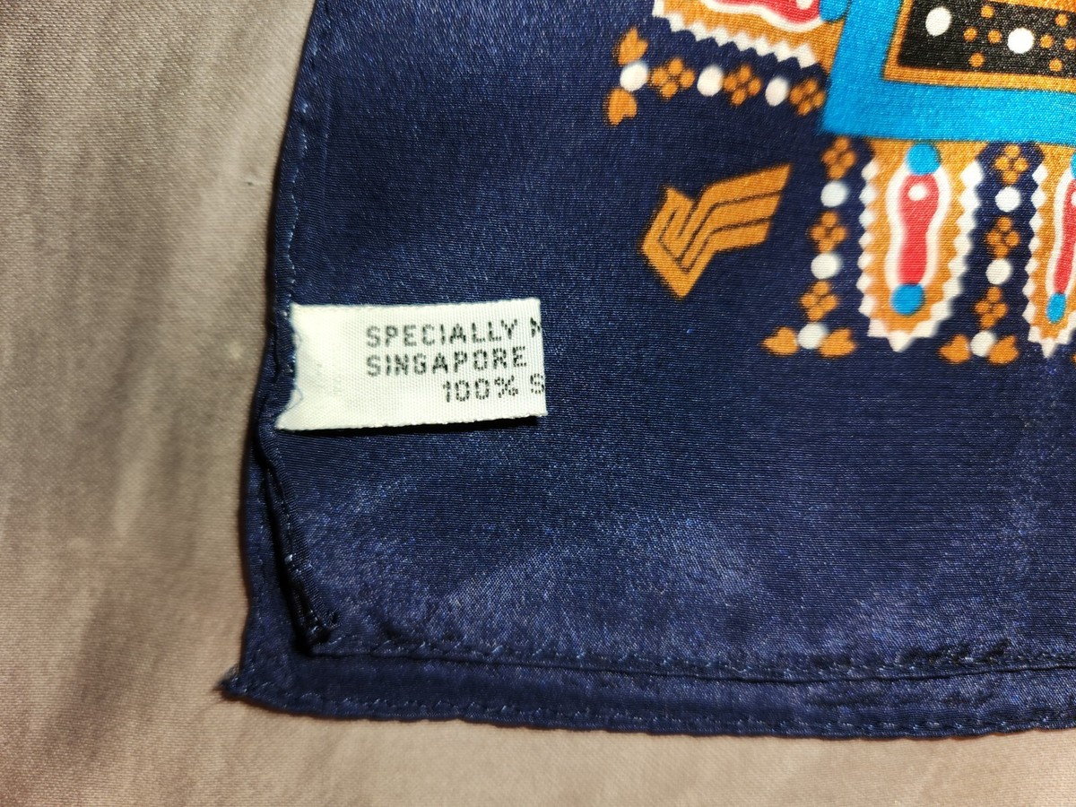 Vintage Singapore Airlines 100% Silk Scarf - 33 inch Square