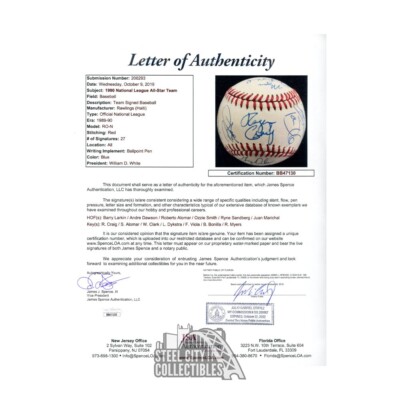 MLB 試合級　1990 オールスターツアー　サインボール　メジャー代表WBC記 1990 National League All Star Autographed Team Signed Official