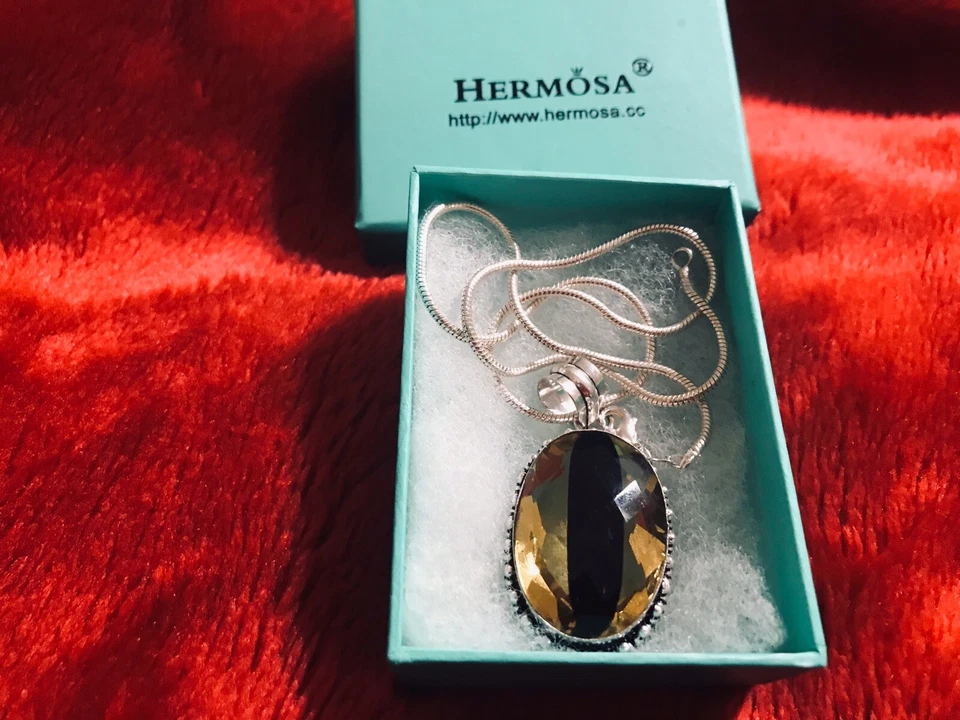 women Necklace Large Purple Pendant fashion Free Sterling silver Chain From USA - Image 2 of 4