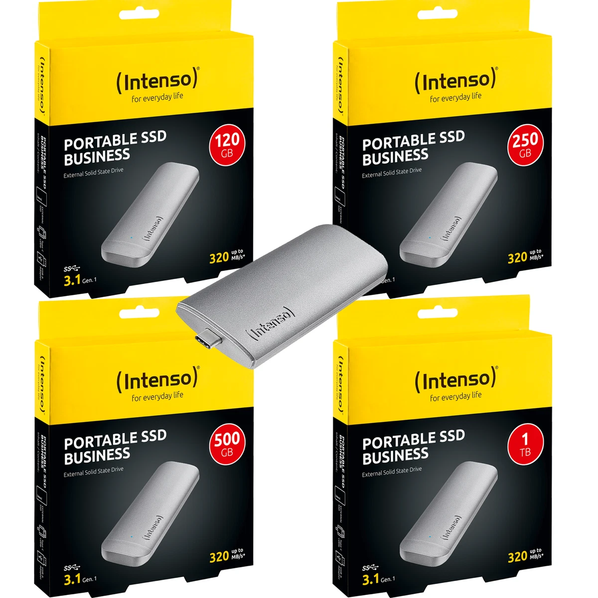 Intenso Business External Hard Drive Storage SSD Anthracite 120GB 250GB 500GB |