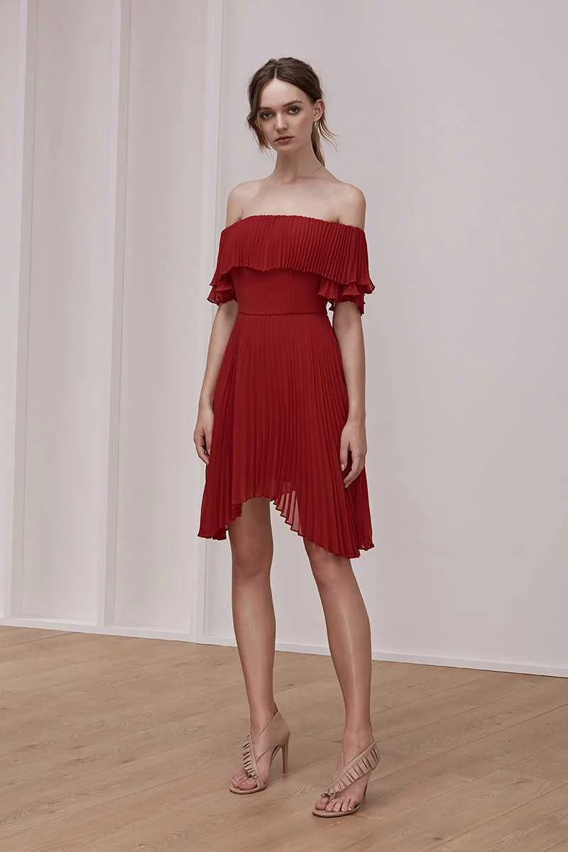 knee length dresses for ladies Current Mood Taffeta Ribbon Tie Mini Dress main image 0