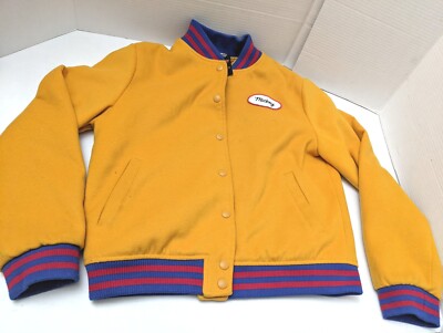Disney Forever 21 Varsity Jacket  Medium Mustard Color Mickey Mouse Wool Blend