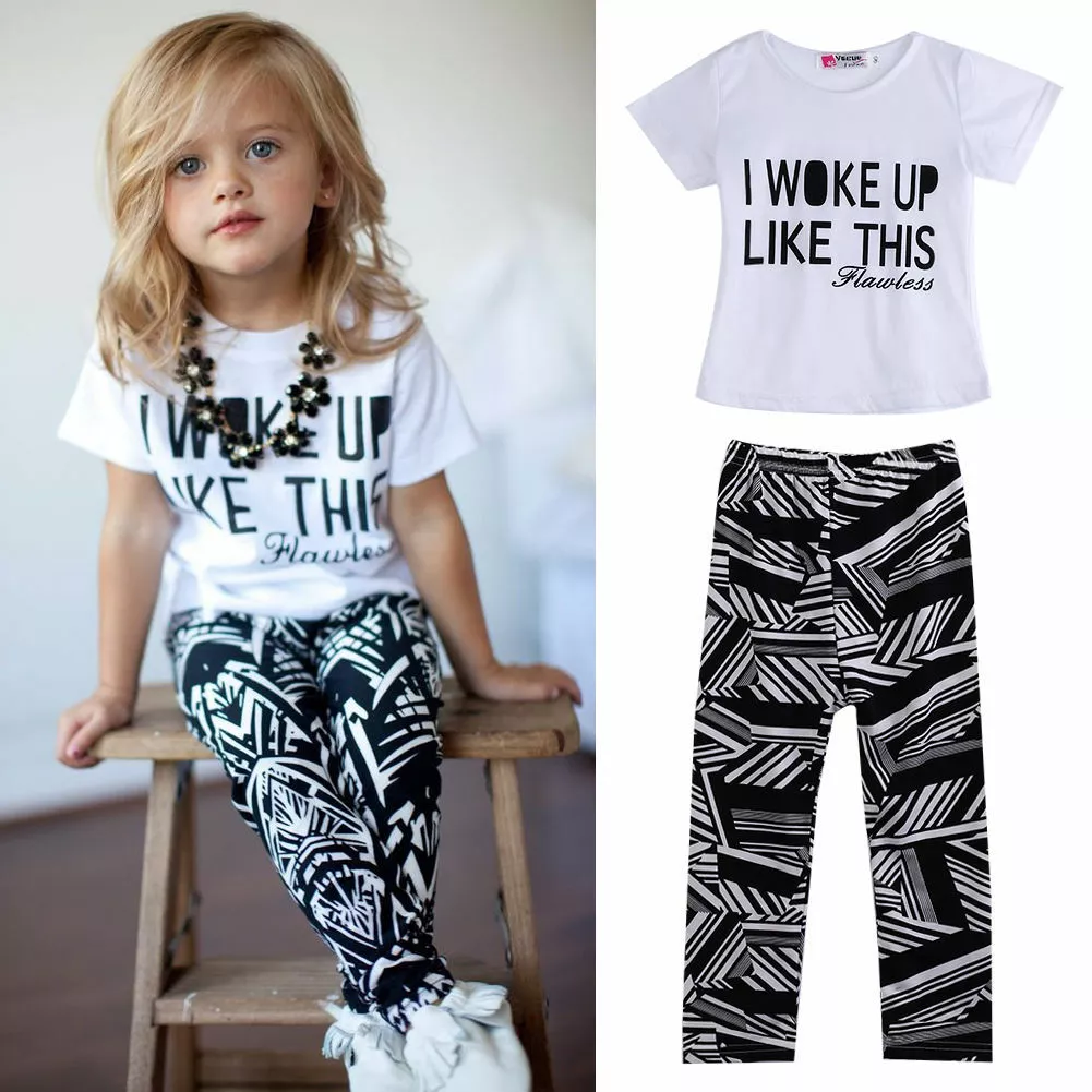 Traje de Niña Me Desperte Ropa Para Bebes 2 Piezas Blusa + Pantalon (1 a 6  Años)