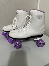 Size 8 Vintage Roller Derby Skates Star 550 White Purple EXCELLENT condition