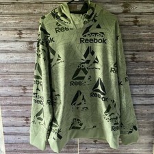 Reebok Men's Long-Sleeved Hooded Sweatshirt Size 2XL Logo Print Pockets NWT