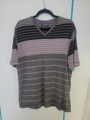 Zero Nineteen XL Blk Purple Striped T-shirt 019