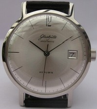 Allerfeinste große runde Glashütte Edelstahl Herrenuhr AUTOMATIC aufgearbeitet 