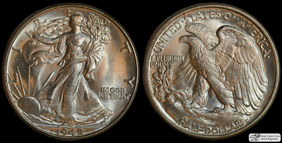 1942 Walking Liberty Half Dollar, Brilliant Uncirculated+, Bright