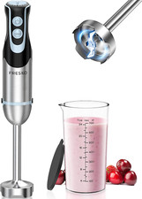 FRESKO 1200W Stainless Steel Immersion Blender with 12 Speeds and Beaker