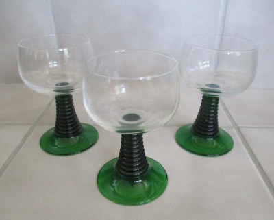3 Cristal D'Arques Durand ROEMER GREEN Luminarc France 5 1/2'' Water Goblets
